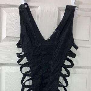 Black strappy cutout  bodysuit